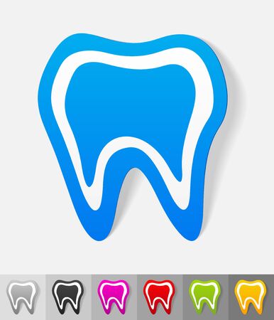 tooth paper sticker with shadow. Vector illustrationのイラスト素材