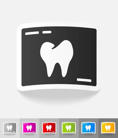 picture tooth paper sticker with shadow. Vector illustrationのイラスト素材