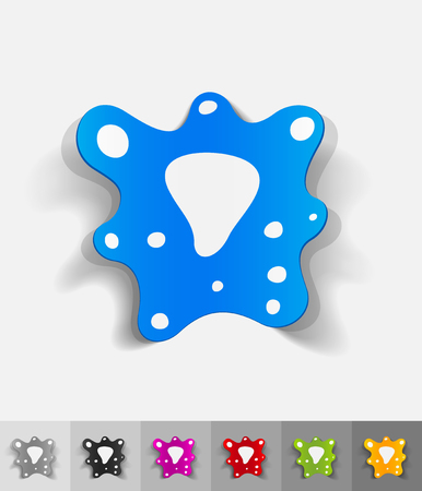 bacterium paper sticker with shadow. Vector illustrationのイラスト素材