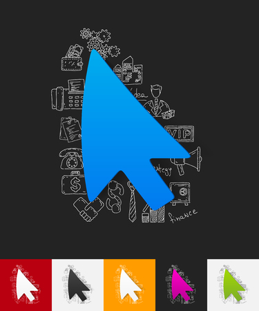 hand drawn simple elements with cursor paper sticker shadowのイラスト素材