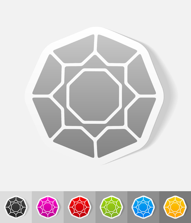 gem paper sticker with shadow. Vector illustrationのイラスト素材