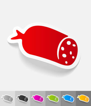 salami paper sticker with shadow. Vector illustrationのイラスト素材