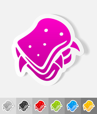 sandwich paper sticker with shadow. Vector illustrationのイラスト素材