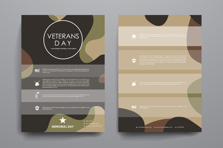 Set of brochure, poster templates in veterans day style design and layoutのイラスト素材
