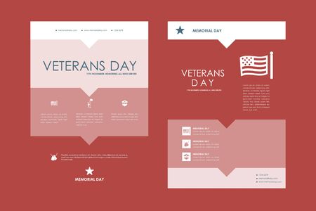 Set of brochure, poster templates in veterans day style design and layoutのイラスト素材