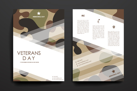 Set of brochure, poster templates in veterans day style design and layoutのイラスト素材