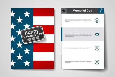 Set of brochure, poster templates in veterans day style design and layoutのイラスト素材