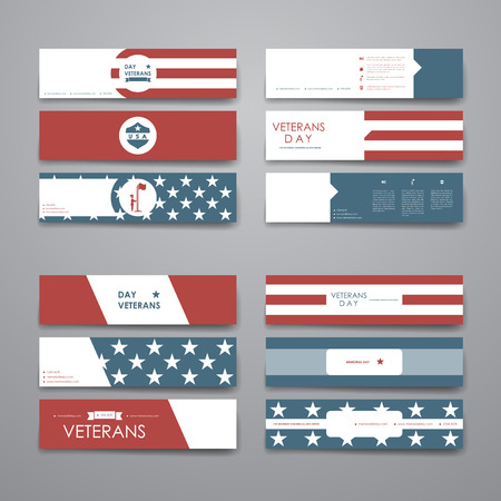 Set of modern design banner template in veterans day style design and layoutのイラスト素材