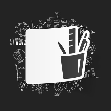 drawing business formulas with stationery toolsのイラスト素材