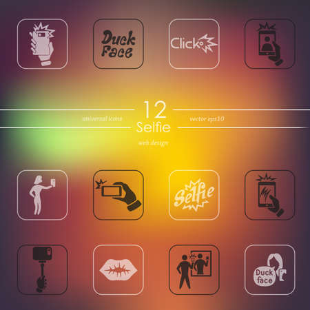selfie modern icons for mobile interface on blurred backgroundのイラスト素材