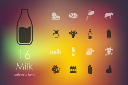 milk modern icons for mobile interface on blurred backgroundのイラスト素材
