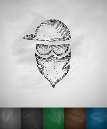 masked man icon. Hand drawn illustrationのイラスト素材