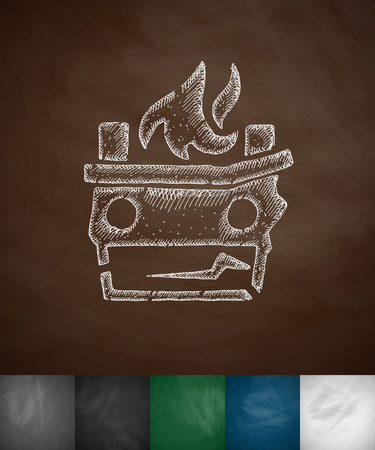 flame icon. Hand drawn illustrationのイラスト素材