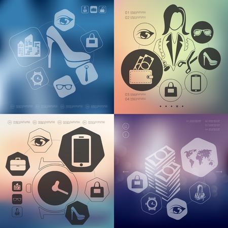 shopping infographic with unfocused backgroundのイラスト素材