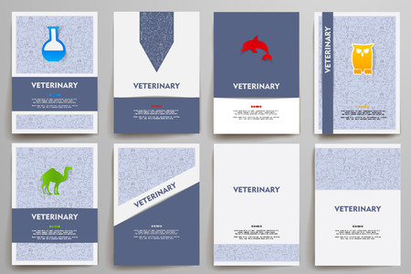 Corporate identity vector templates set with doodles veterinary theme. Target marketing conceptのイラスト素材