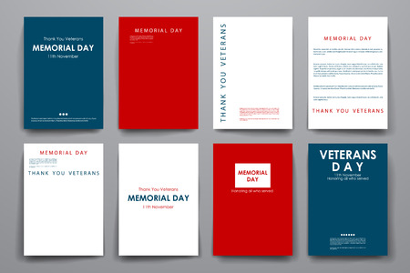 Set of brochure, poster templates in veterans day style. Beautiful design and layoutのイラスト素材