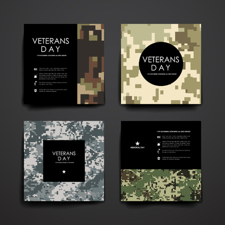 Set of brochure, poster templates in veterans day style. Beautiful design and layoutのイラスト素材