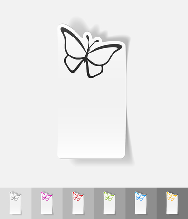 butterfly paper sticker with shadow. Vector illustrationのイラスト素材