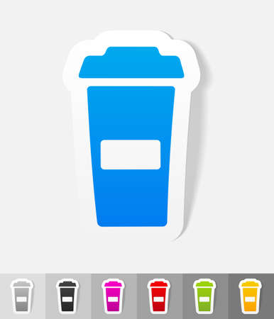 cup of coffee paper sticker with shadow. Vector illustrationのイラスト素材