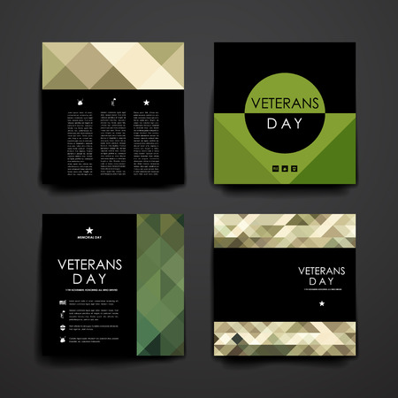 Set of brochure, poster templates in veterans day style. Beautiful design and layoutのイラスト素材