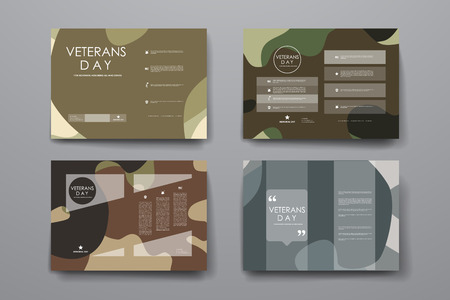 Set of brochure, poster templates in veterans day style. Beautiful design and layoutのイラスト素材