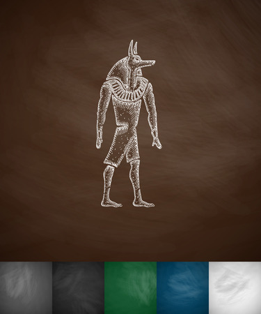 Anubis icon. Hand drawn vector illustration. Chalkboard Designのイラスト素材