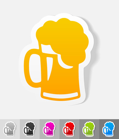 beer paper sticker with shadow. Vector illustrationのイラスト素材