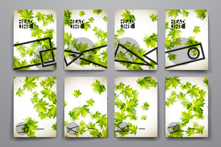 Set of brochure, poster templates in autumn style. Beautiful designのイラスト素材