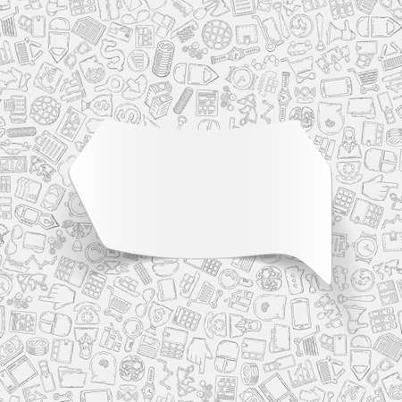 hand drawn simple elements with business paper sticker shadowのイラスト素材