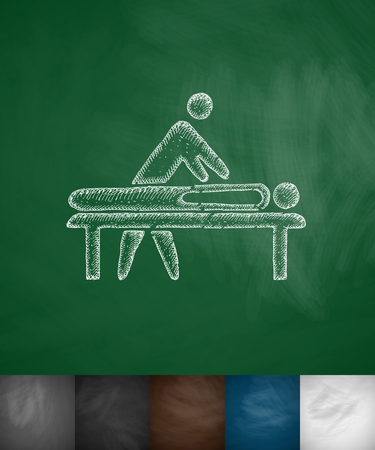 massage icon. Hand drawn vector illustration. Chalkboard Designのイラスト素材