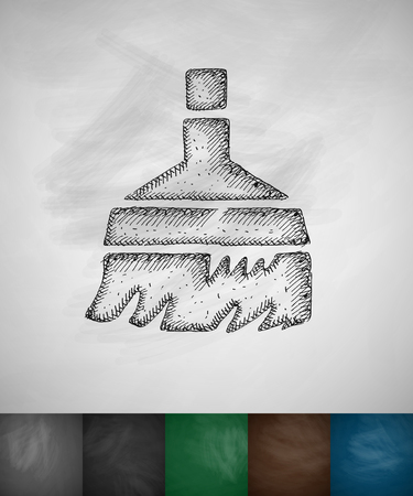 broom icon. Hand drawn vector illustration. Chalkboard Designのイラスト素材