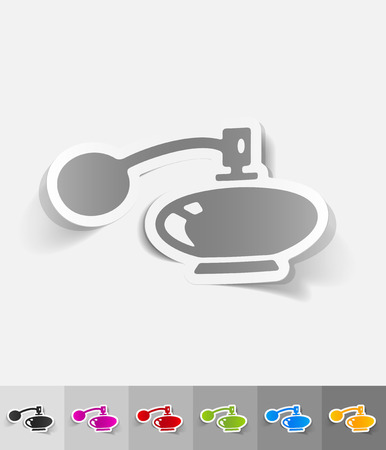 perfume bottle paper sticker with shadow. Vector illustrationのイラスト素材