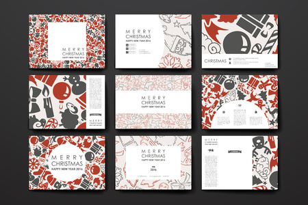 Set of brochure, poster templates in Christmas style. Beautiful design and layoutのイラスト素材