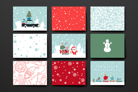 Merry Christmas Set Of Card Templates. Collection for Greeting, Congratulations, Invitations.のイラスト素材