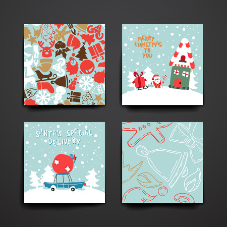 Merry Christmas Set Of Card Templates. Collection for Greeting, Congratulations, Invitations.のイラスト素材