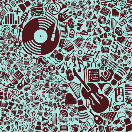 vector background of the flat music iconsのイラスト素材