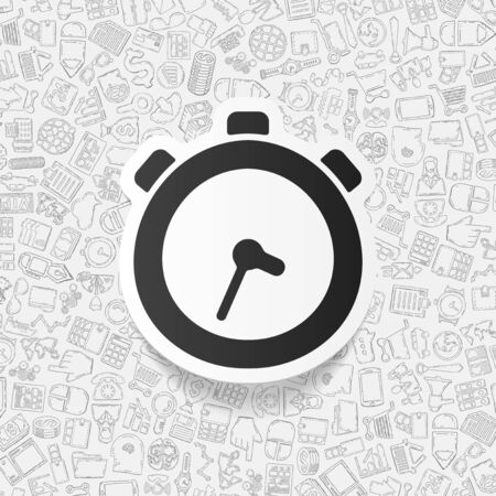 hand drawn simple elements with business paper sticker shadowのイラスト素材