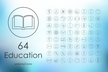 education modern icons for mobile interface on blurred backgroundのイラスト素材