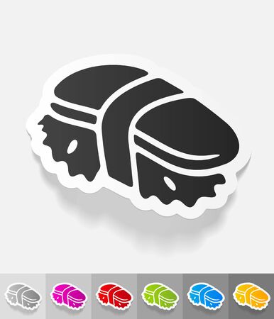 sushi paper sticker with shadow. Vector illustrationのイラスト素材