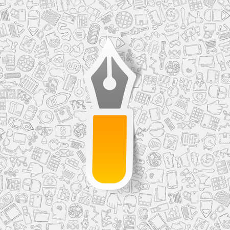 hand drawn simple elements with business paper sticker shadowのイラスト素材