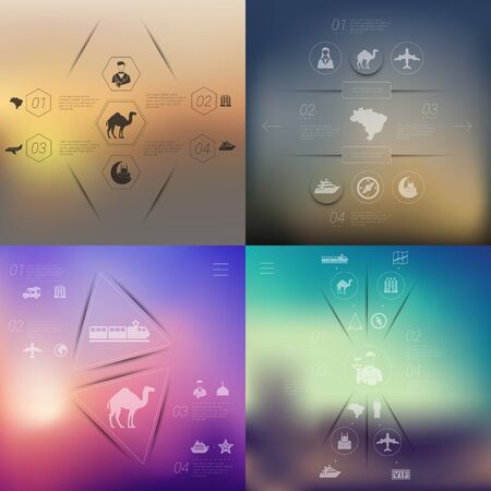 tourism infographic with unfocused backgroundのイラスト素材