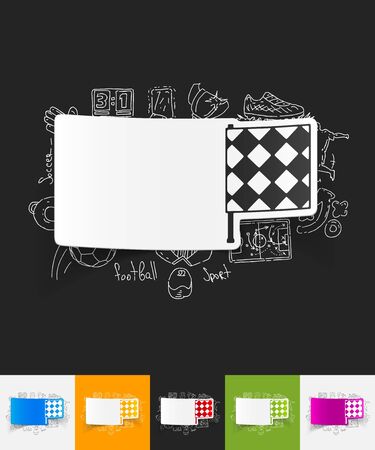 hand drawn simple elements with linesman flag paper sticker shadowのイラスト素材