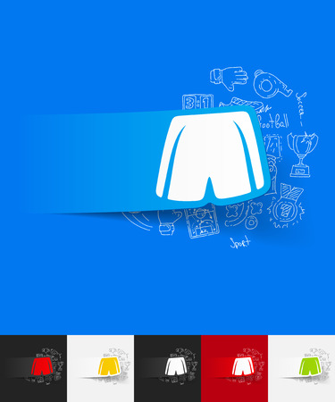 hand drawn simple elements with shorts paper sticker shadowのイラスト素材