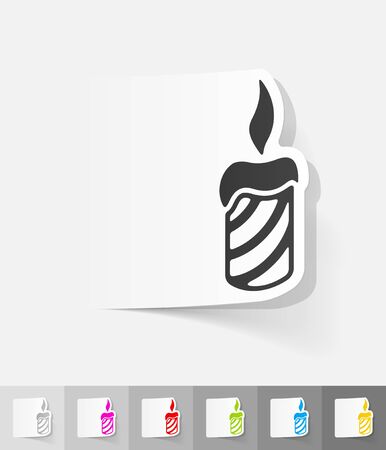 candle paper sticker with shadow. Vector illustrationのイラスト素材