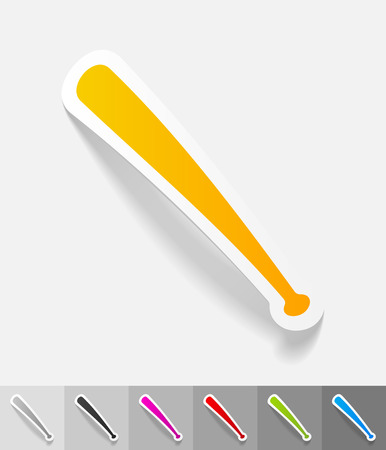 baseball bat paper sticker with shadow. Vector illustrationのイラスト素材