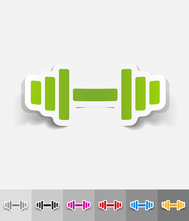 barbell paper sticker with shadow. Vector illustrationのイラスト素材