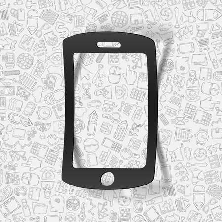 hand drawn simple elements with business paper sticker shadowのイラスト素材