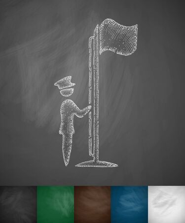 raising the flag icon. Hand drawn vector illustration. Chalkboard Designのイラスト素材