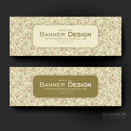 Beautiful banner vector template with floral ornament background. Creative modern designのイラスト素材