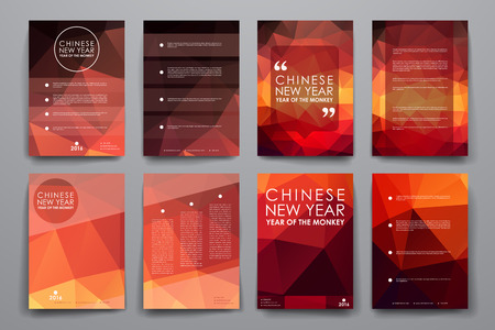 Set of brochure, poster templates in Chinese New Year style. Beautiful design and layoutのイラスト素材